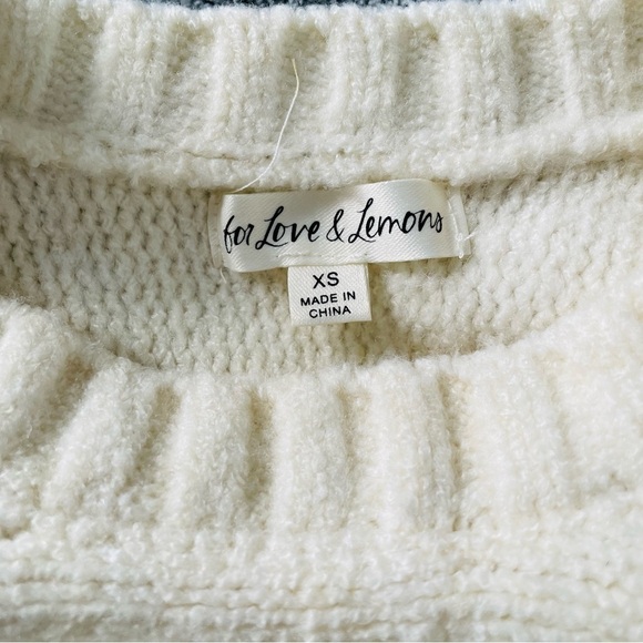 For Love & Lemons Dominique Shoulder Pad Sweater In Ivory Size XSmall - Picture 13 of 15